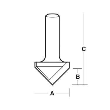 18mm x 90 Degree 1/4 Shank 2 Flute Vee Groove Bit